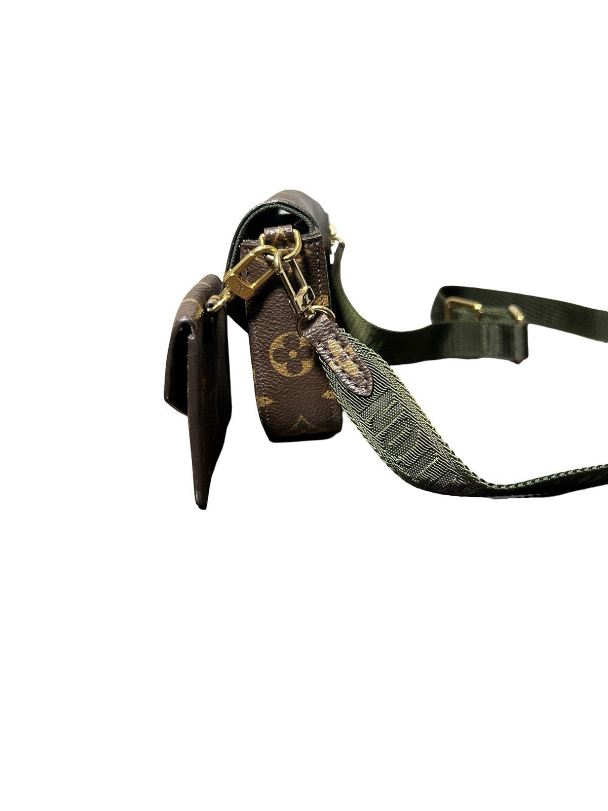 Louis Vuitton Felicie Green Interior Shoulder Bag Brown Canvas