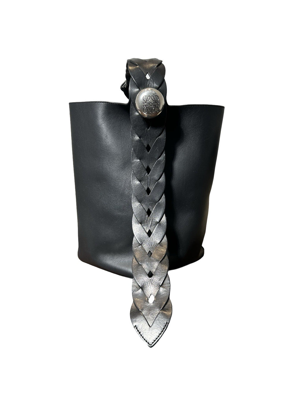 Loewe Leather Pebble 2024 Black Bucket Bag 
