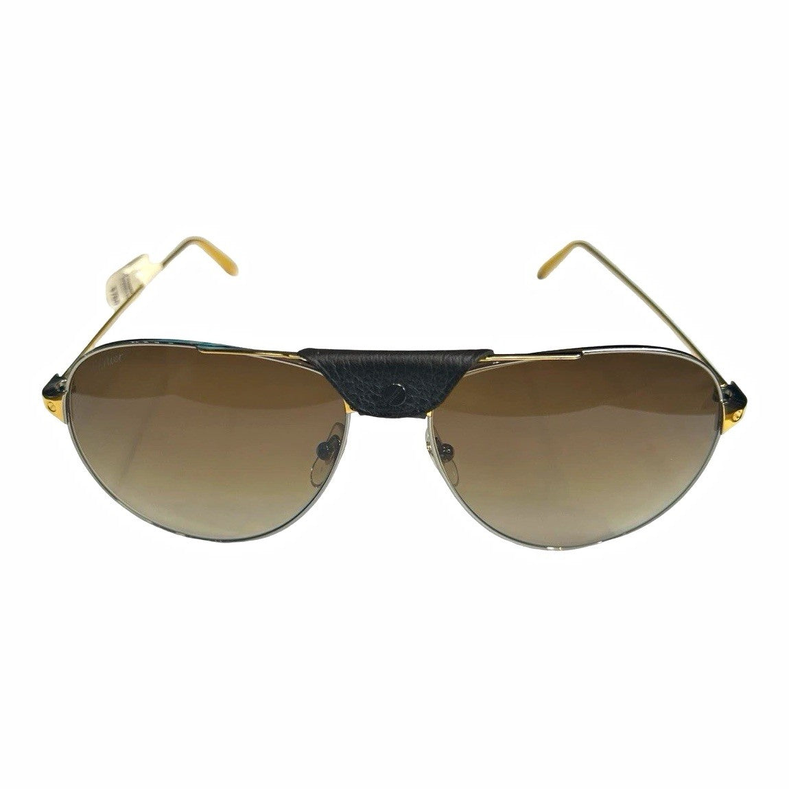 Cartier De Santos Aviator Brown Gradient Lens Gold Tone Hardware Size 135