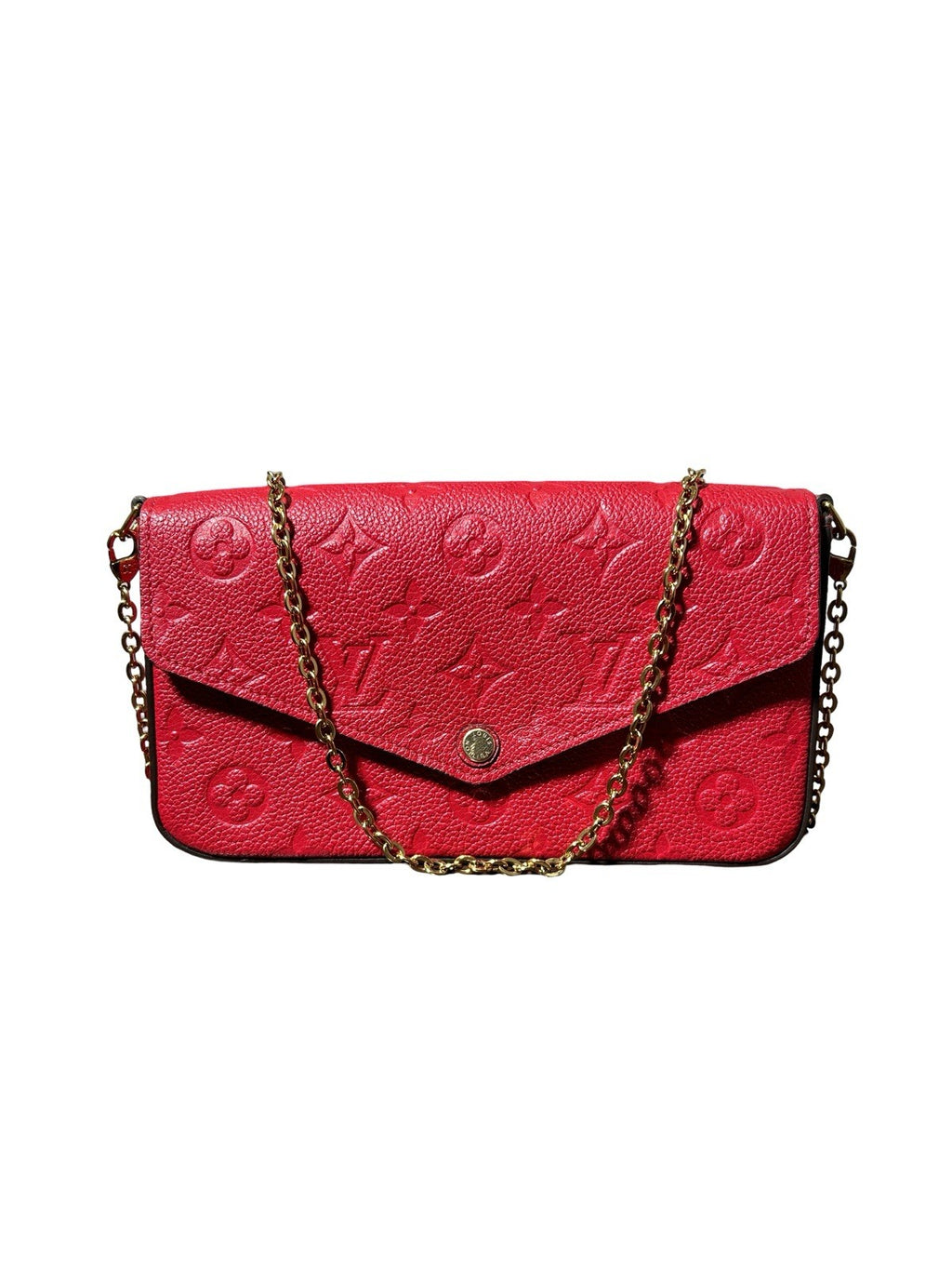 LOUIS VUITTON Empreinte Pochette Felicie Chain Wallet Scarlet