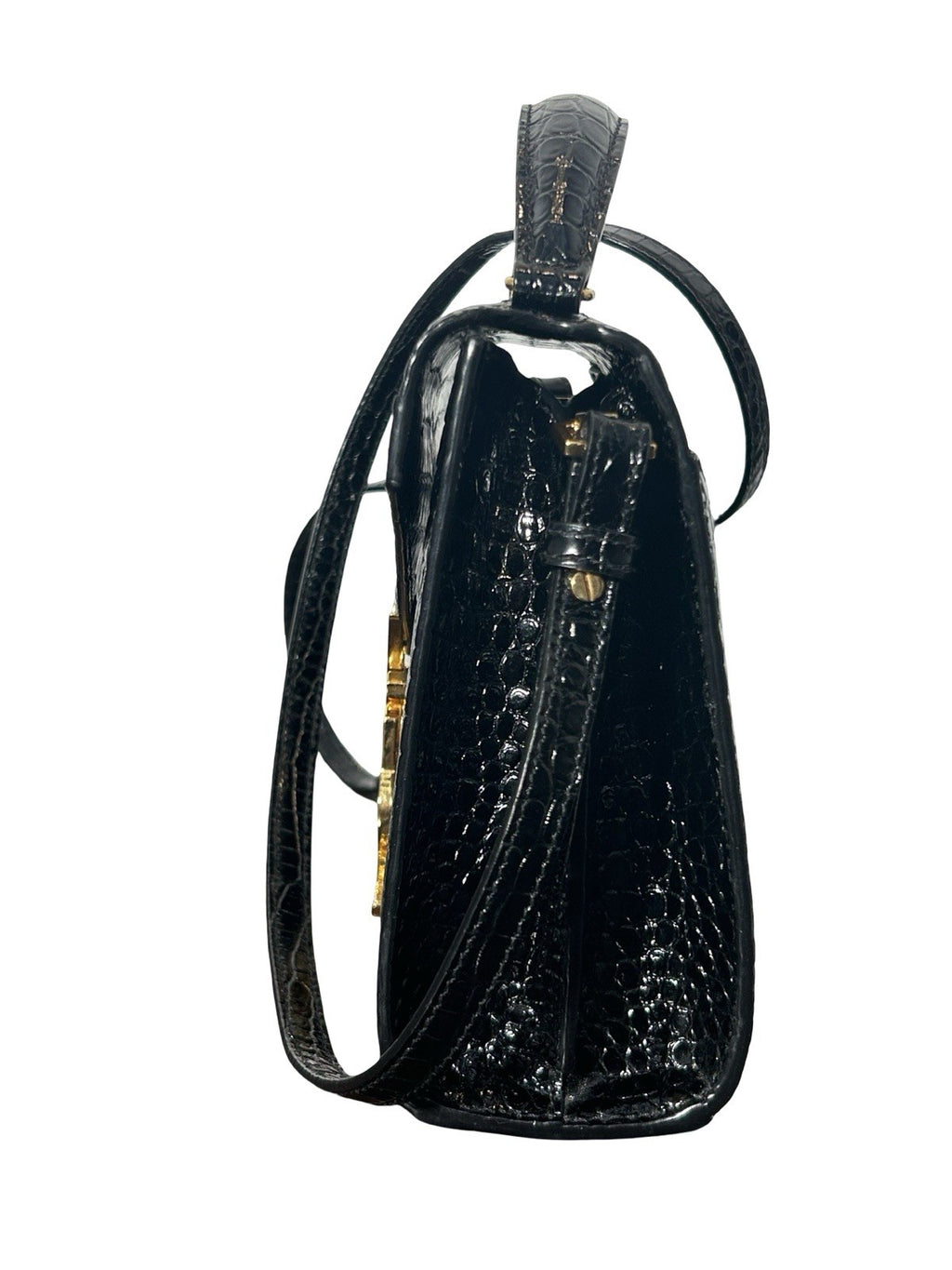 Saint Laurent YSL Cassandra Mini Top Handle Crocodile Leather Handbag