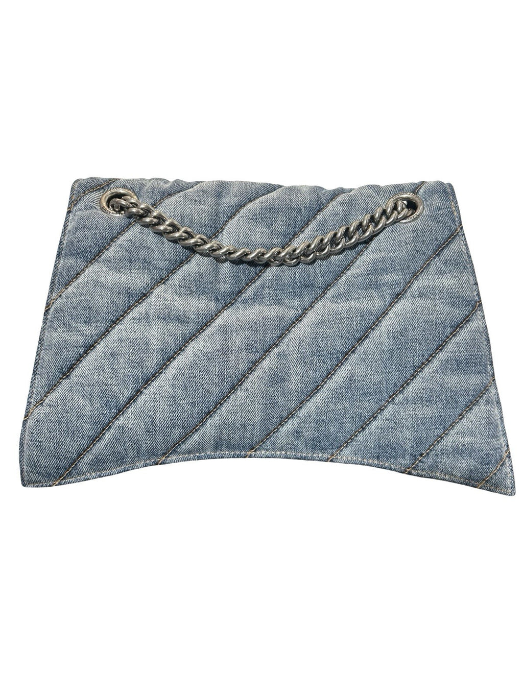 Balenciaga Denim Hourglass Medium Crush Chain Bag