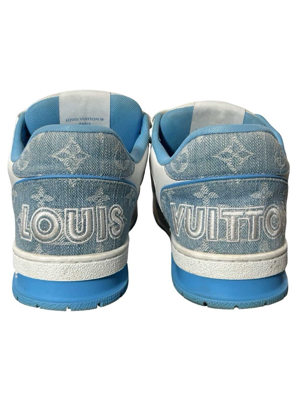Louis Vuitton Trainer Low Strap Blue Denim And Leather Size 7.5 LV / 8.5
