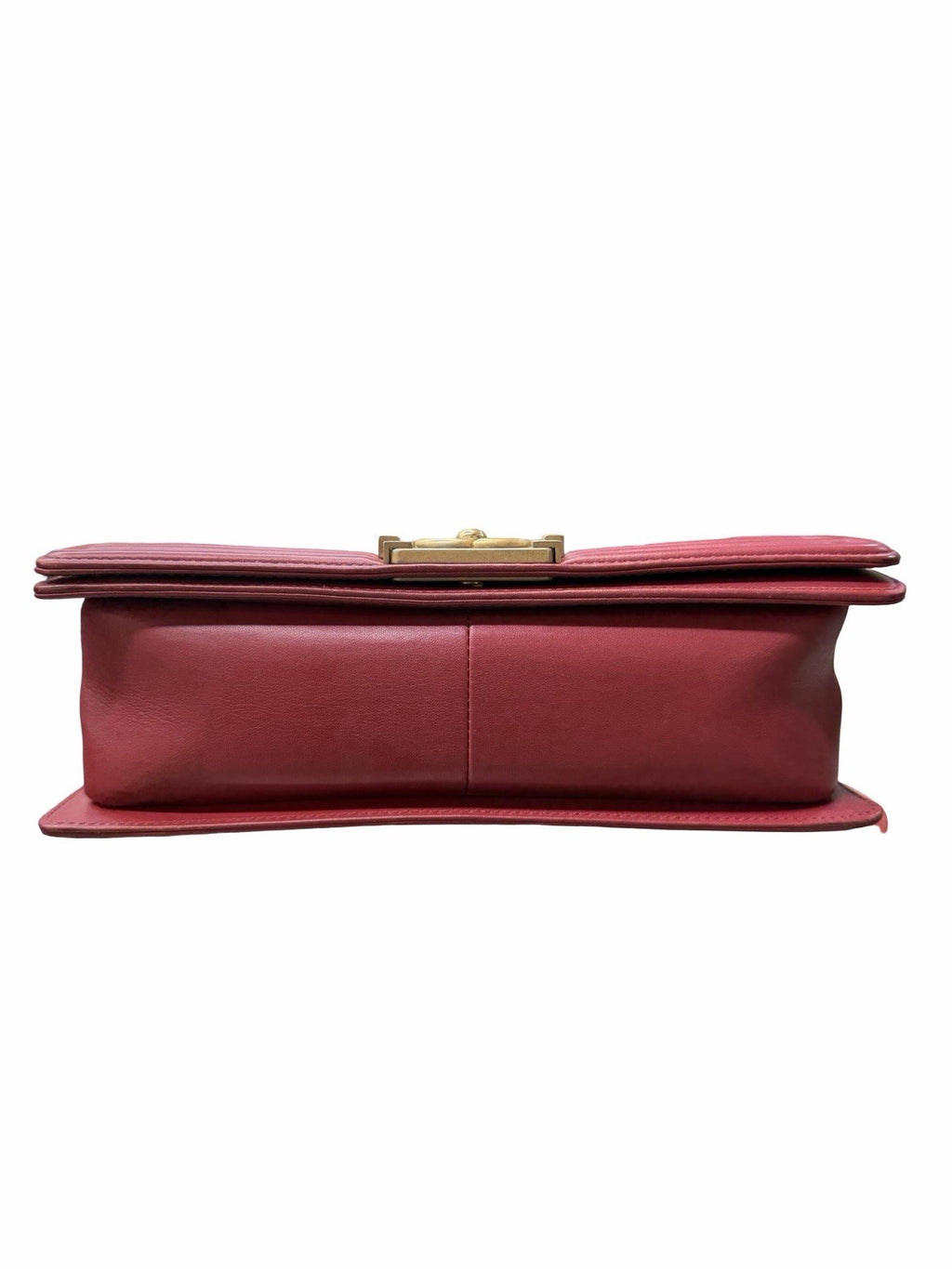 Chanel CC Medium Boy Bag  Red Leather Shoulder Bag Gold Hardware