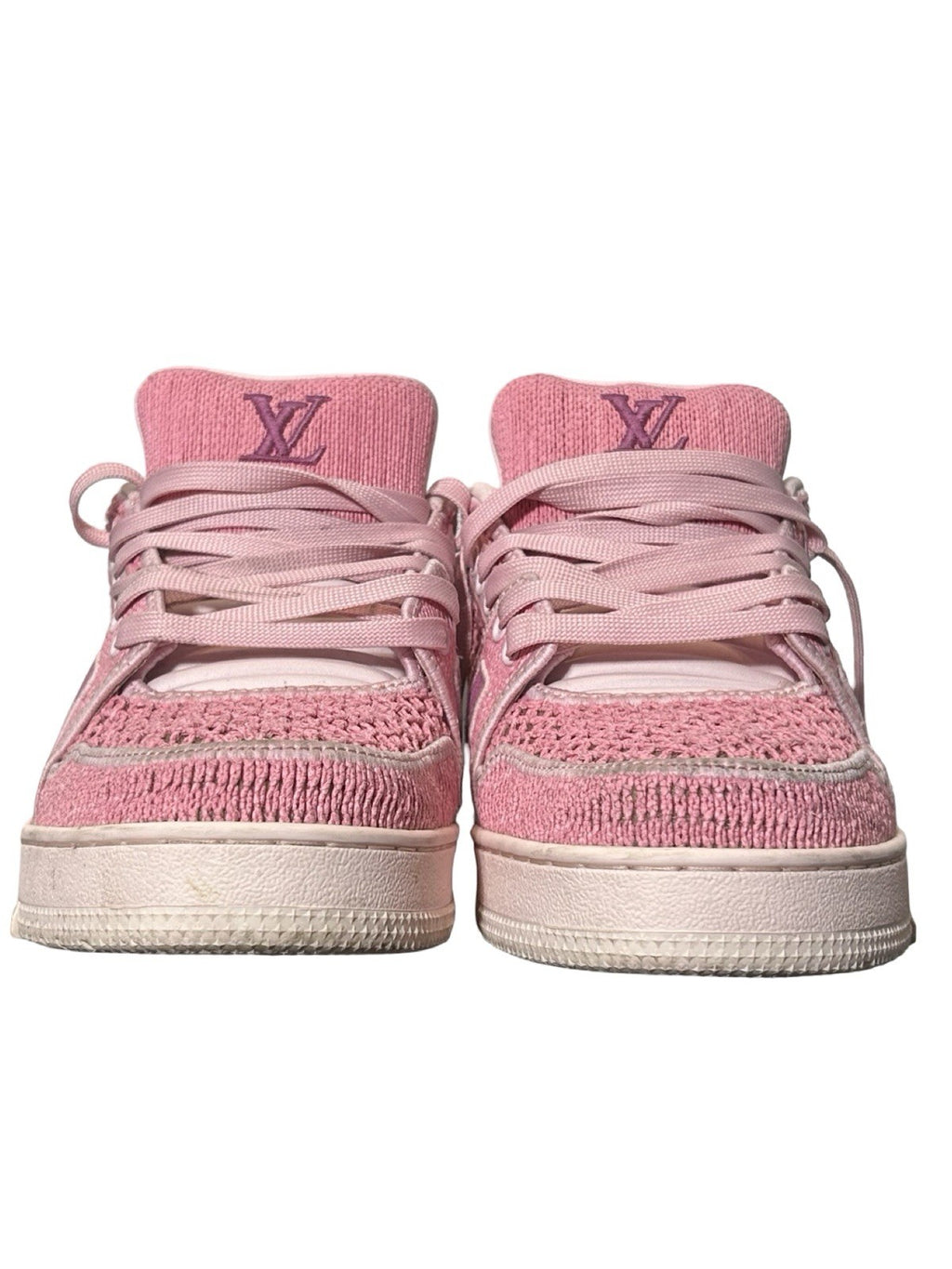Louis Vuitton LV Trainers Pink Knit Fabric And Raffia Materials 10.5Lv / 11.5 US