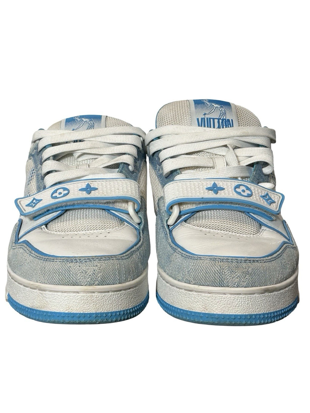 Louis Vuitton Trainer Low Strap Blue Denim And Leather Size 7.5 LV / 8.5