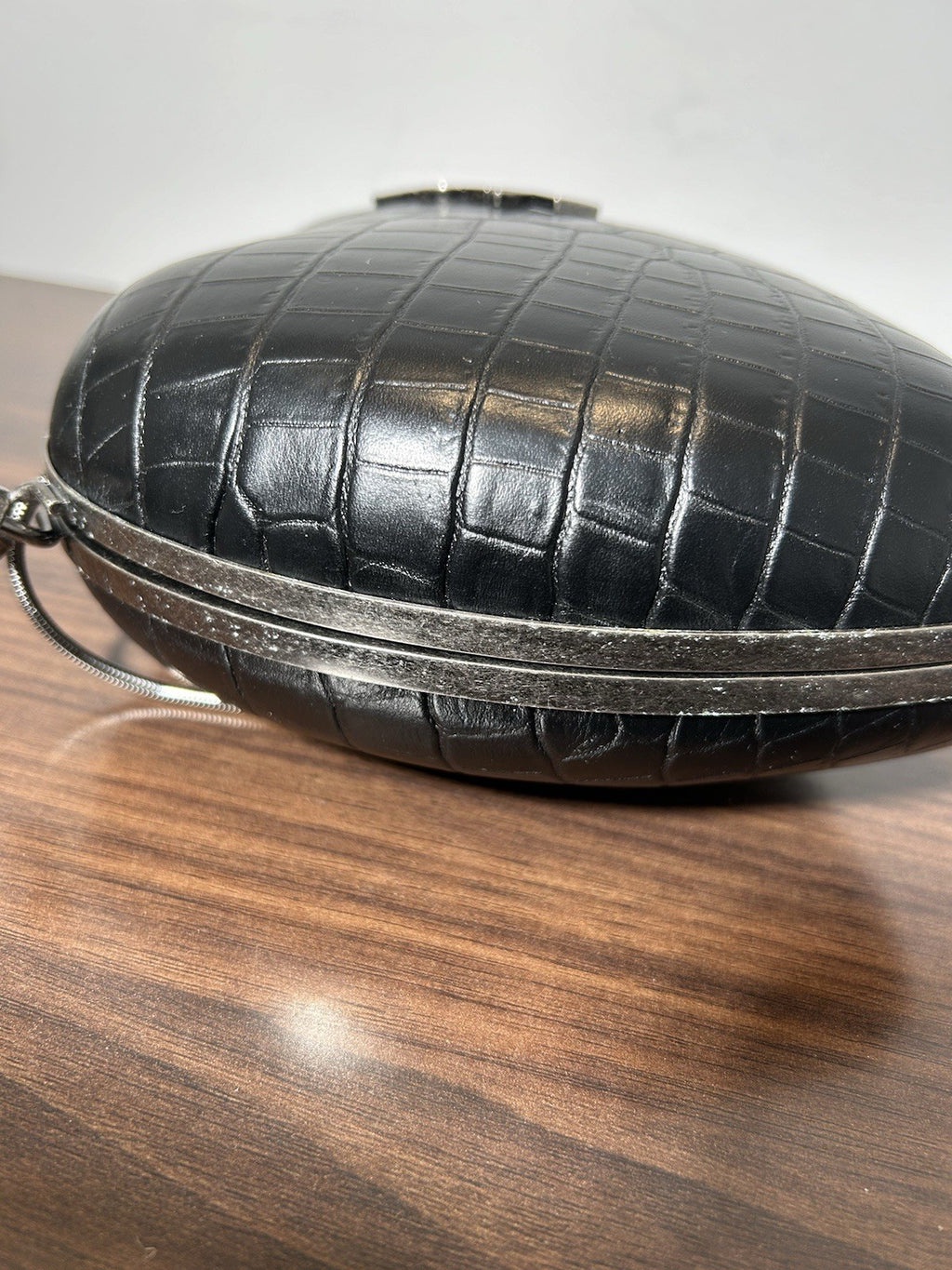 Saint Laurent YSL Heart Shaped Crocodile Embossed Love Box Clutch 