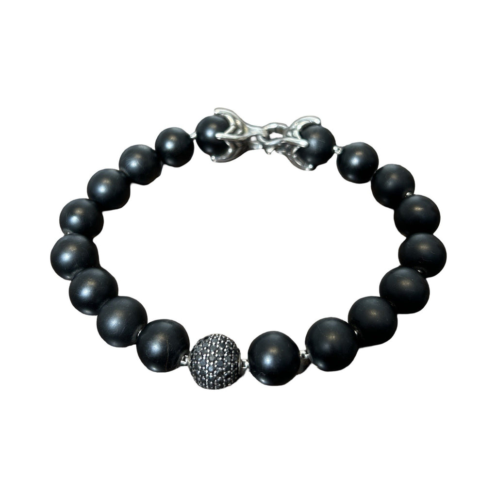 David Yurman Spiritual Beads Bracelet Black Onyx And Pavé Diamond Station
