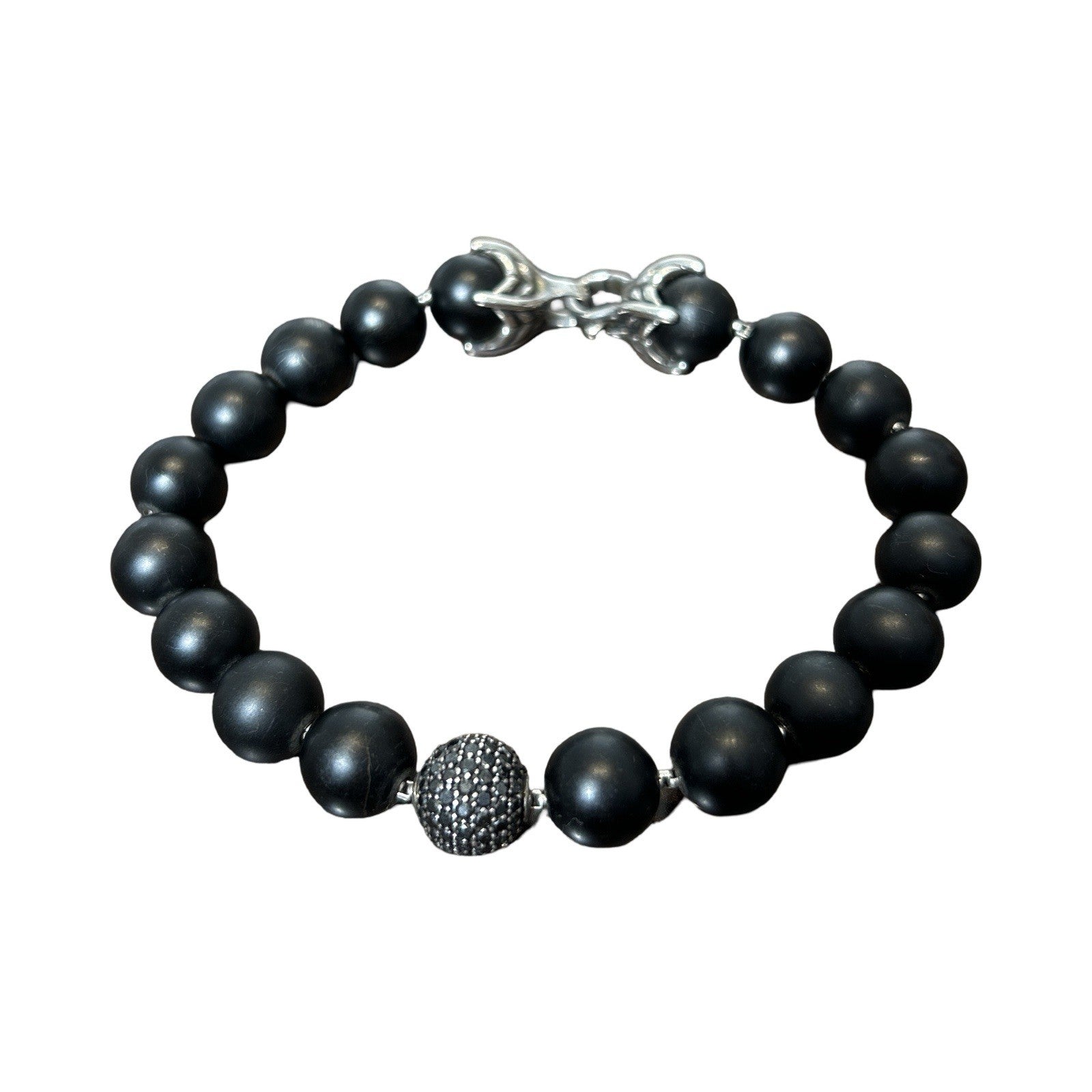 David Yurman Spiritual Beads Bracelet Black Onyx And Pavé Diamond Station