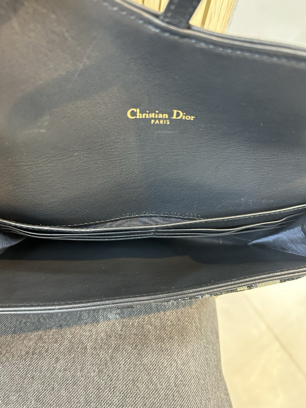 Christian Dior Oblique Jacquard Saddle Wallet on Chain