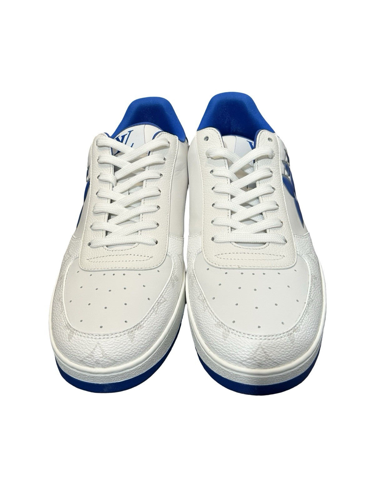 Louis Vuitton Rivoli Sneakers White/Blue Monogram Leather LV Size 9/ US Size 10