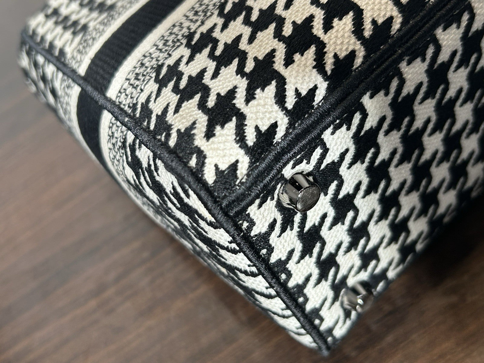 Christian Dior Lady D-Lite Bag Houndstooth Canvas Medium