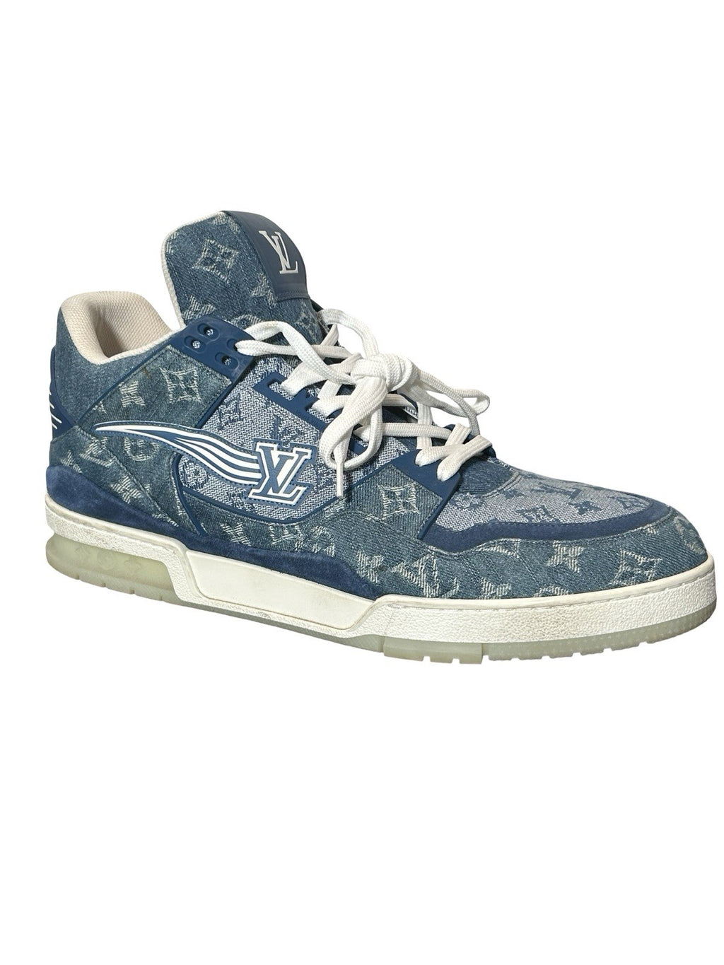 Louis Vuitton Blue Monogram Denim Trainer Sneakers Size 13LV / 14 US