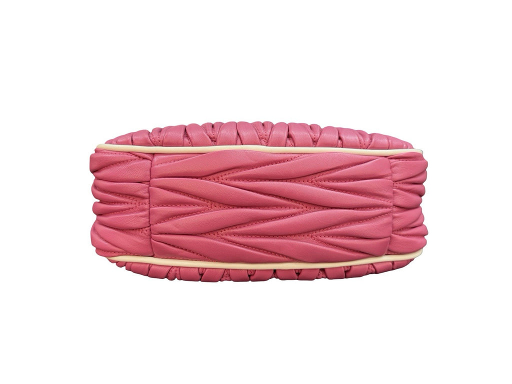 Miu Miu Wander Matelassé Nappa Leather Hobo Bag Small Pink