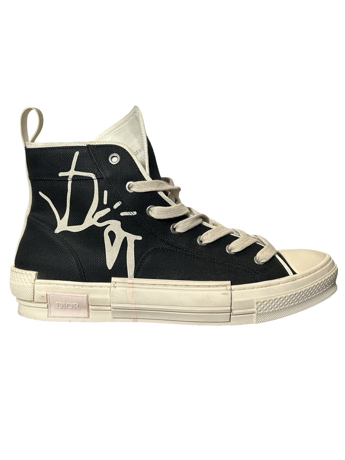 Christian Dior x Travis Scott B23 high-top sneakers black and beige canvas Sz 44