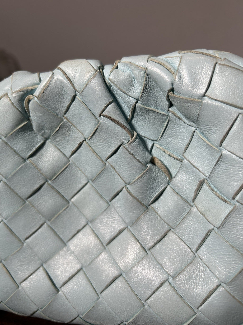 Bottega Veneta Nappa Intrecciato The Mini Pouch Pale Blue