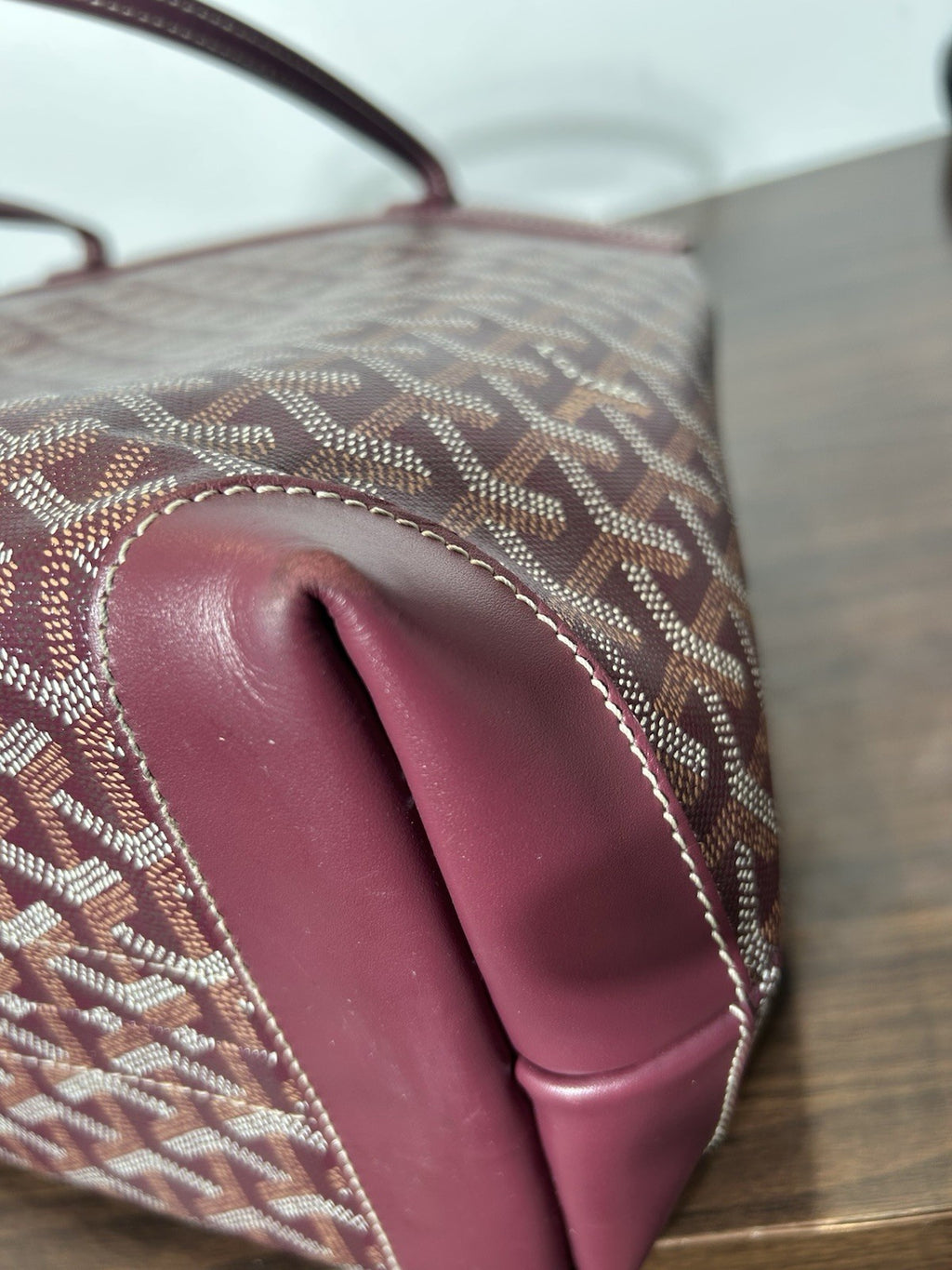 Goyard Burgundy Goyardine Coated Canvas and Leather Bellechasse PM Tote.