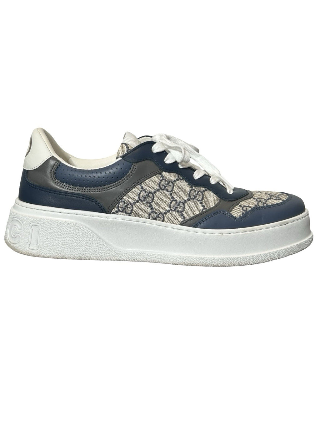 Gucci platform loafers - GG Supreme blue fashion sneakers