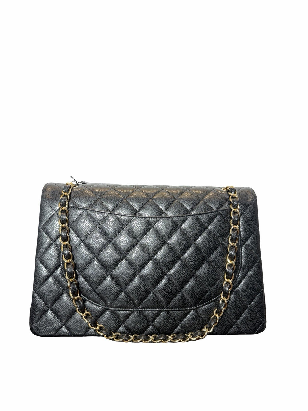 Chanel Classic Flap Bag in Black Quilted Caviar Leather With Gold-tone Maxi