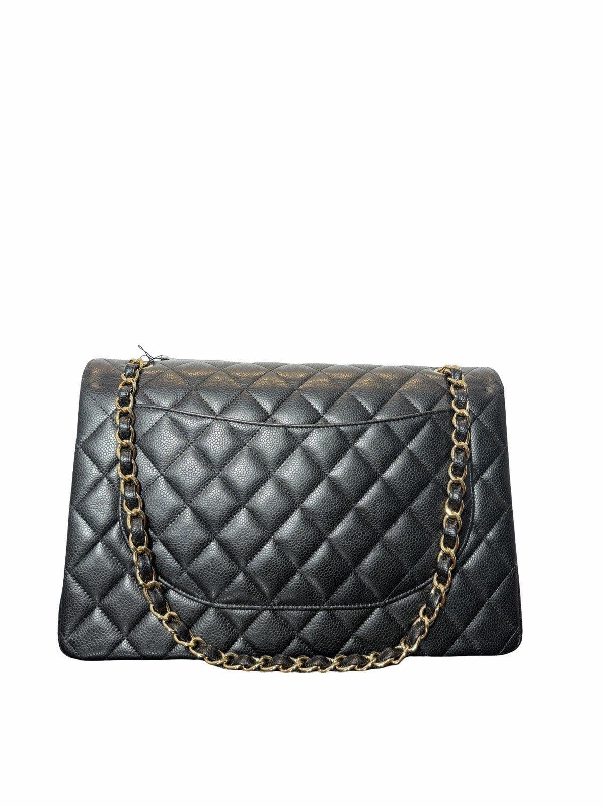 Chanel Classic Flap Bag in Black Quilted Caviar Leather With Gold-tone Maxi