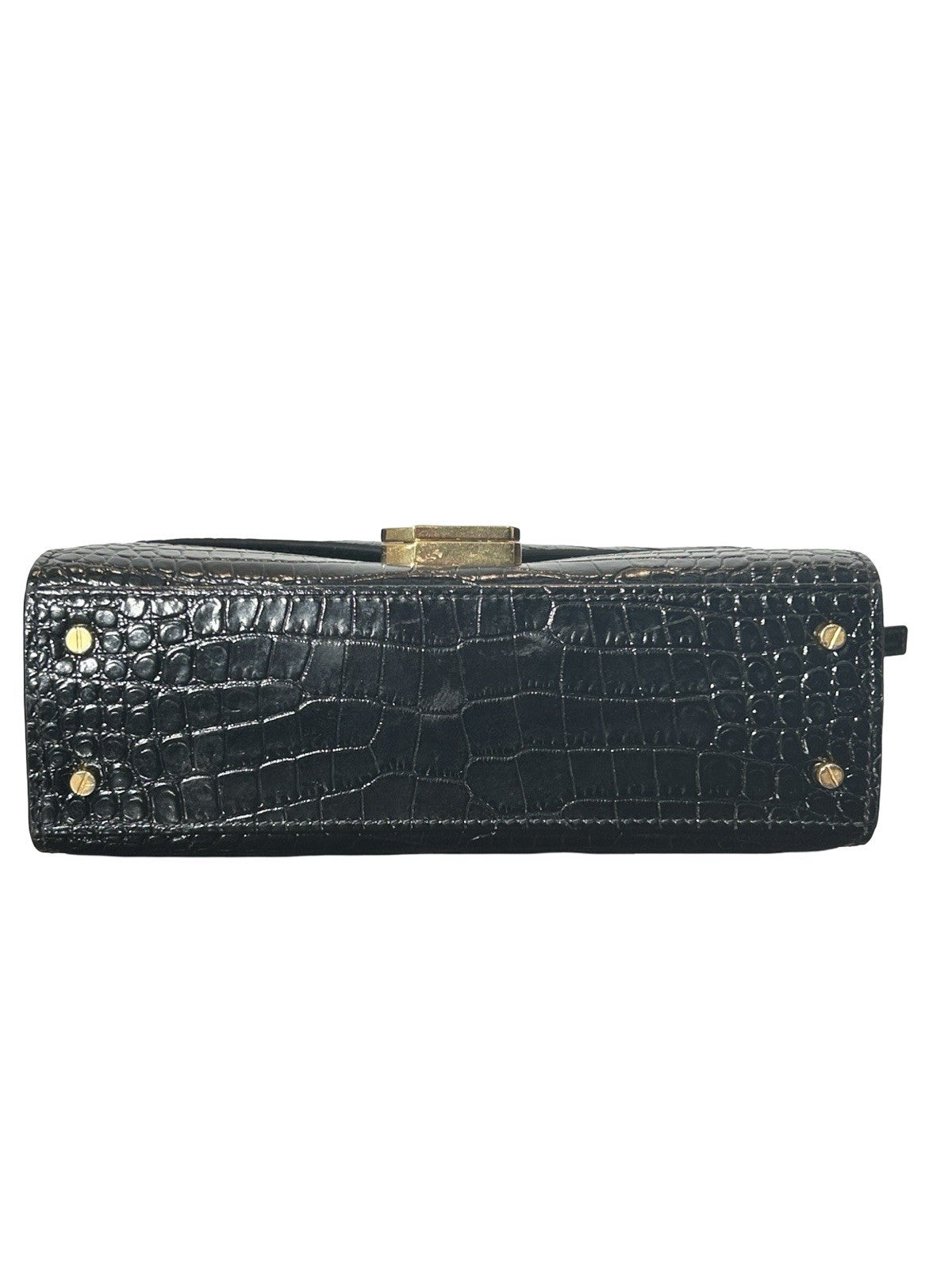 Saint Laurent YSL Cassandra Mini Top Handle Crocodile Leather Handbag