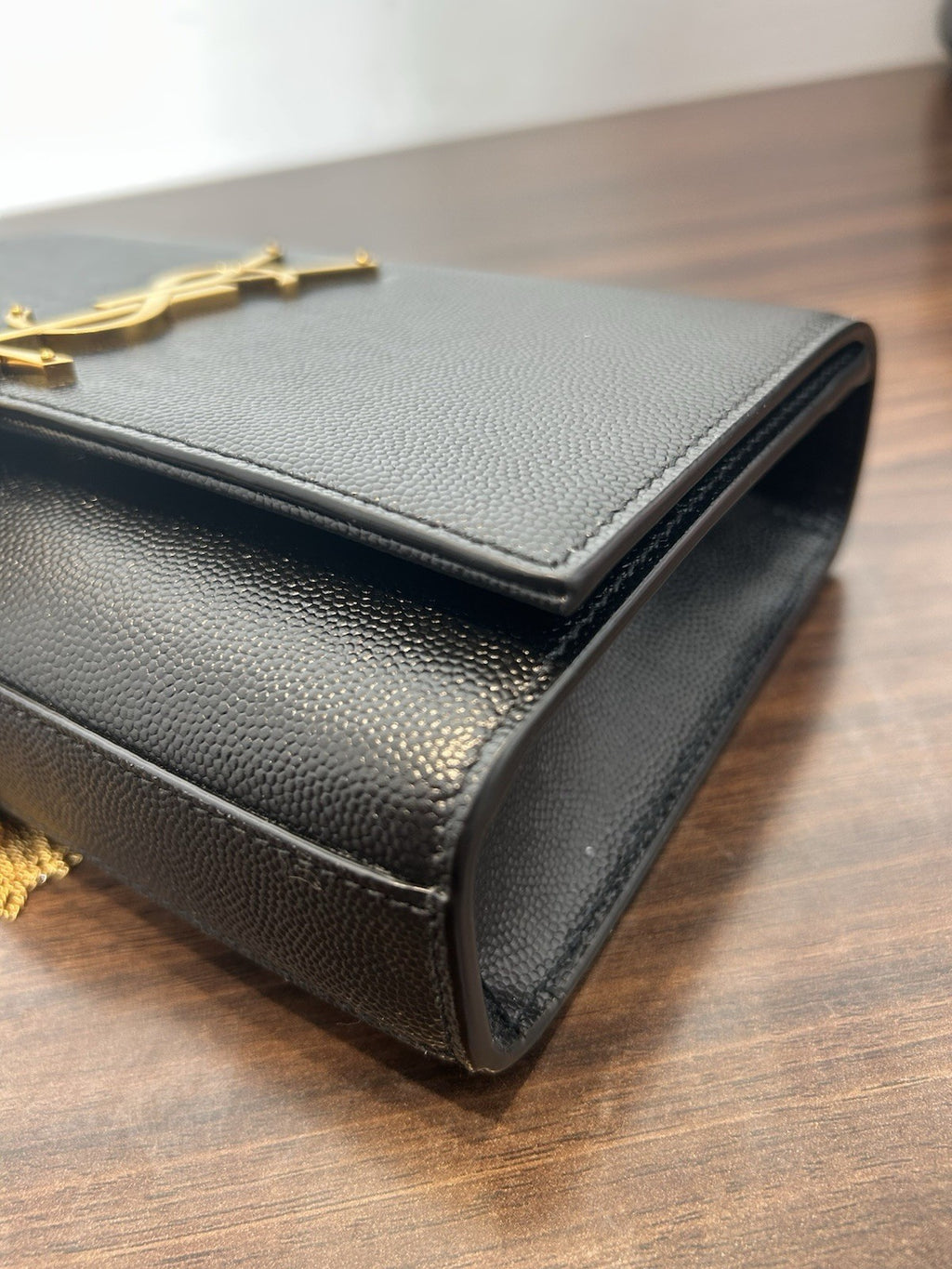 Saint Laurent Kate Small Tassel YSL Wallet on Chain in Grained Leather