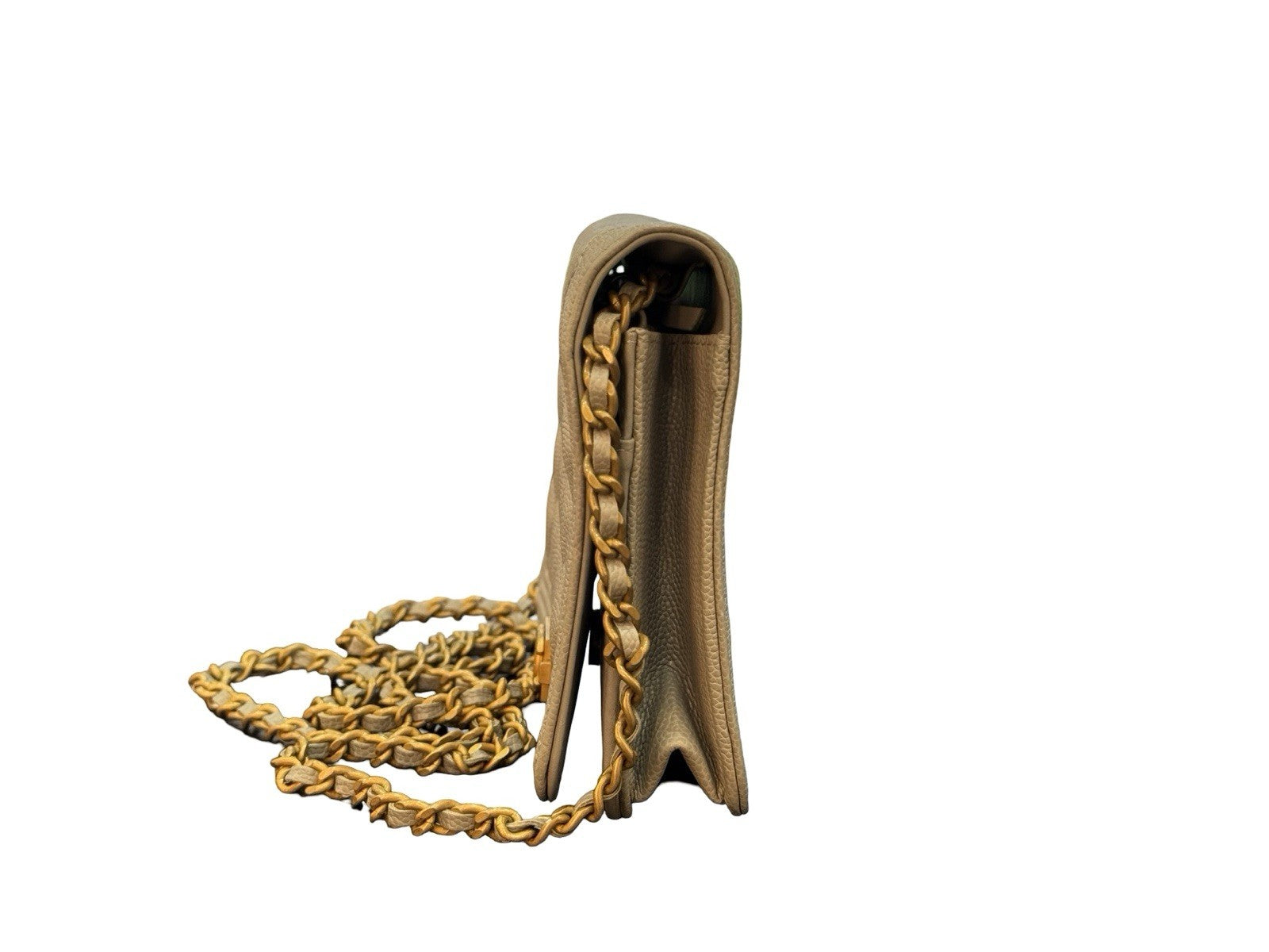 Chanel Caviar, Quilted Boy Wallet On Chain Grey ￼