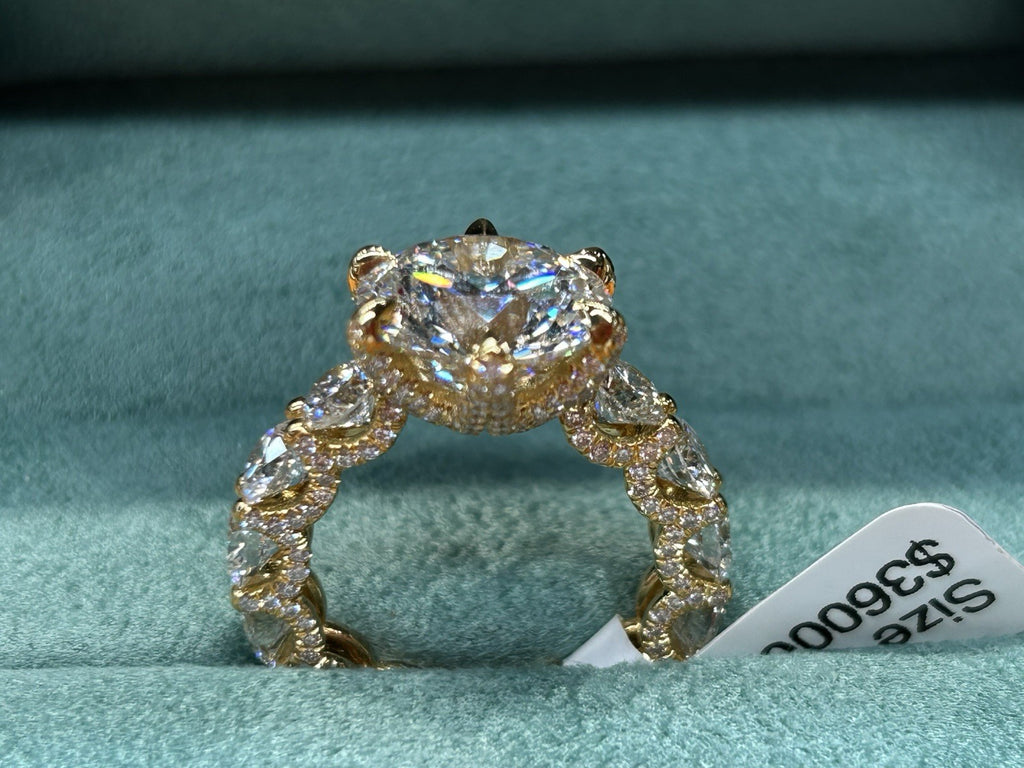 15.86 TOTAL CARAT ROUND CUT LAB DIAMOND ENGAGEMENT RING 14K YELLOW GOLD