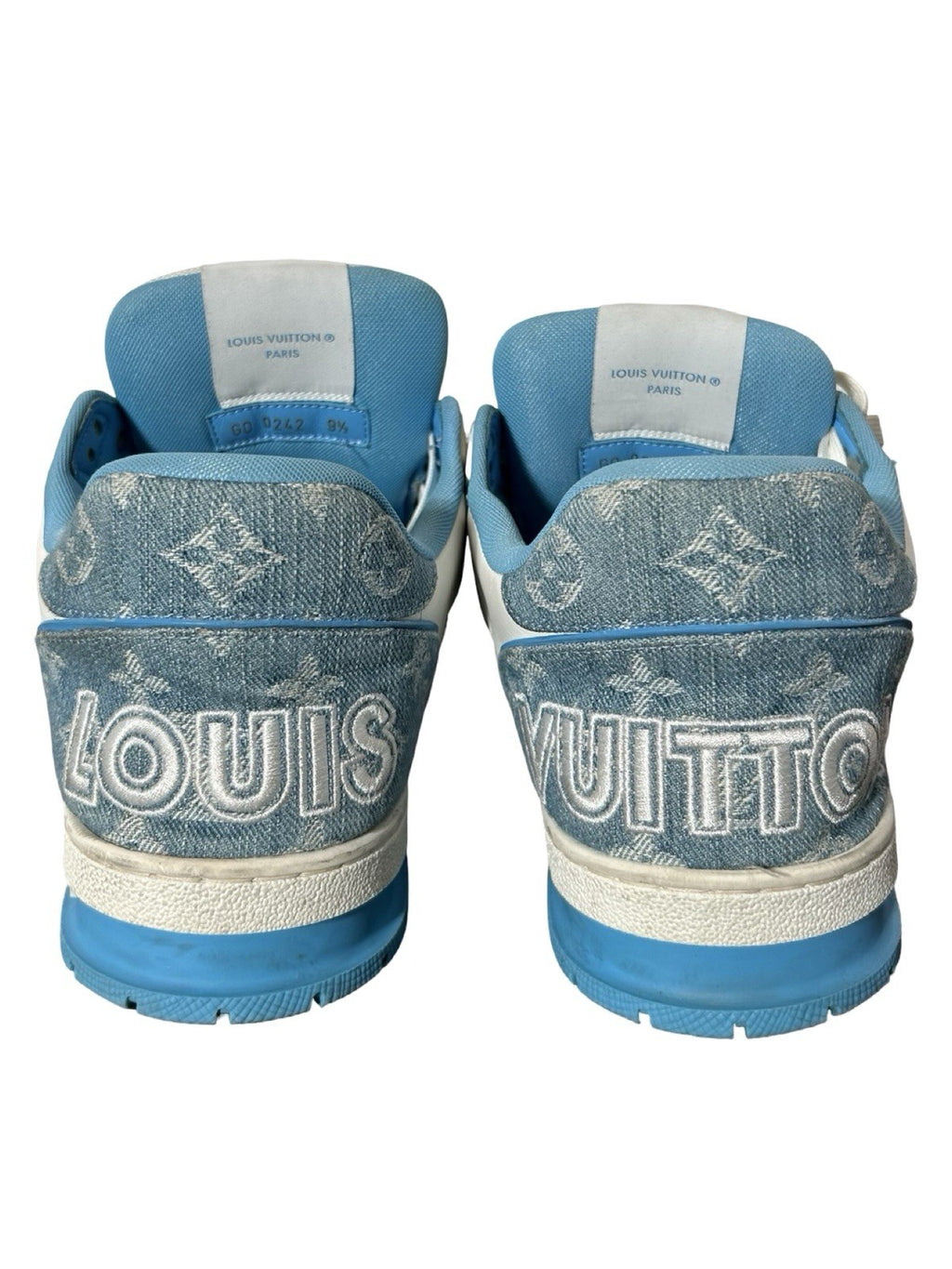 Louis Vuitton Trainer Low Strap Blue Denim And Leather Size 9.5 LV / 10.5