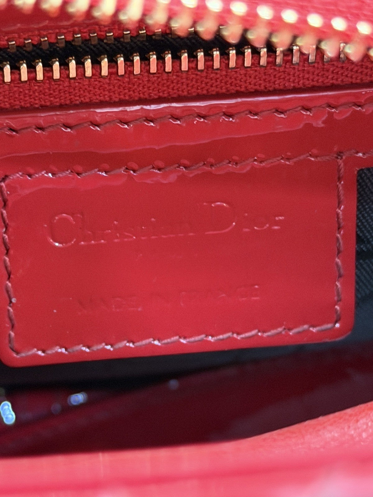 Christian Dior Red Canage Lady Dior Patent Leather Shoulder Bag