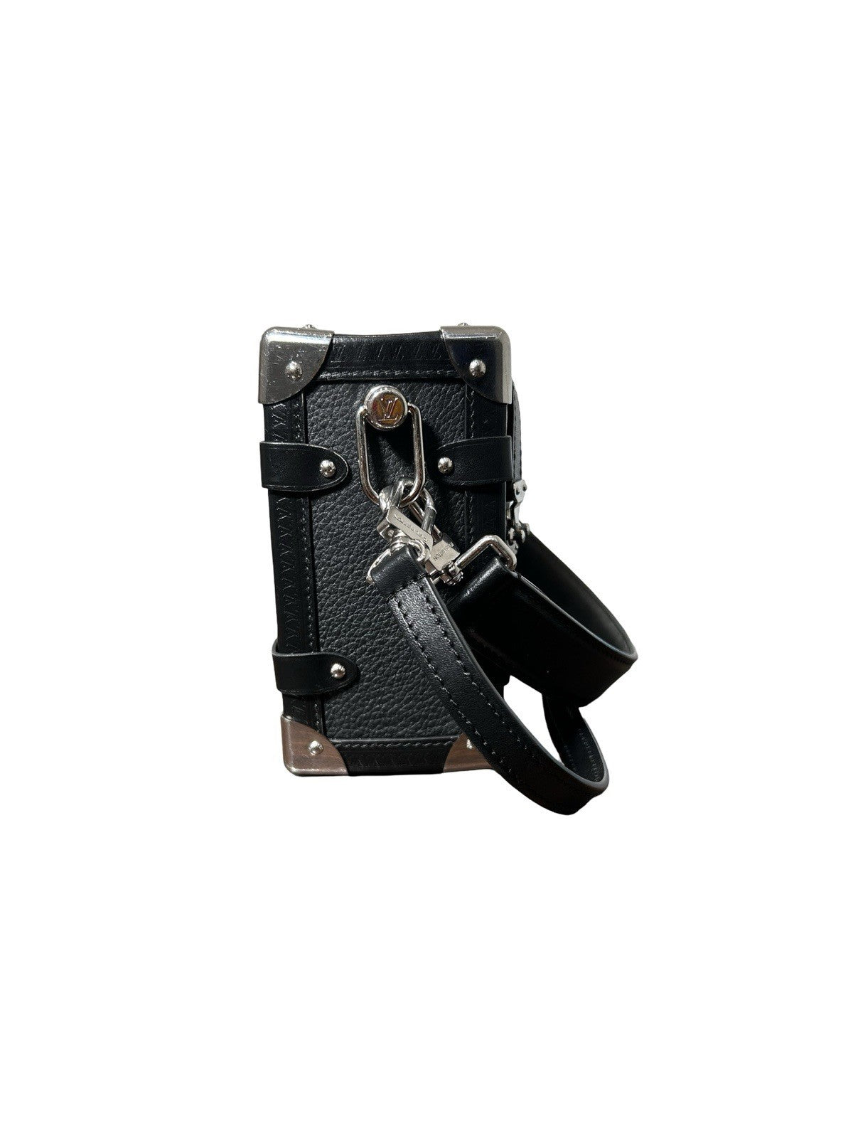 LOUIS VUITTON Calfskin Side Trunk MM Black