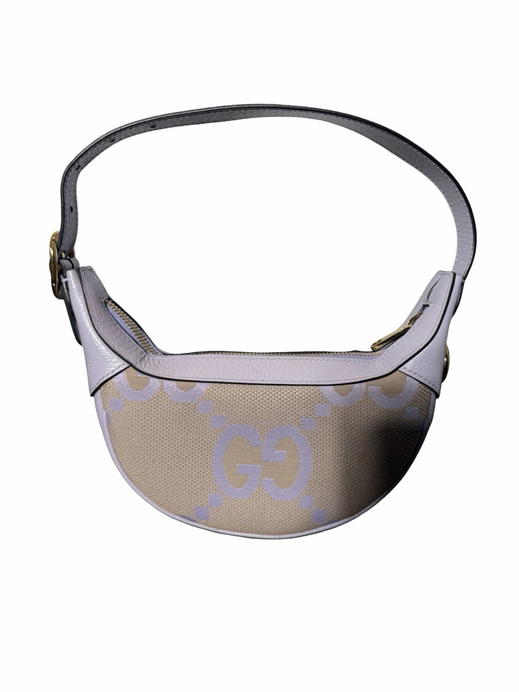 Gucci Monogram Jumbo GG Calfskin Mini Ophidia Half Moon Hobo