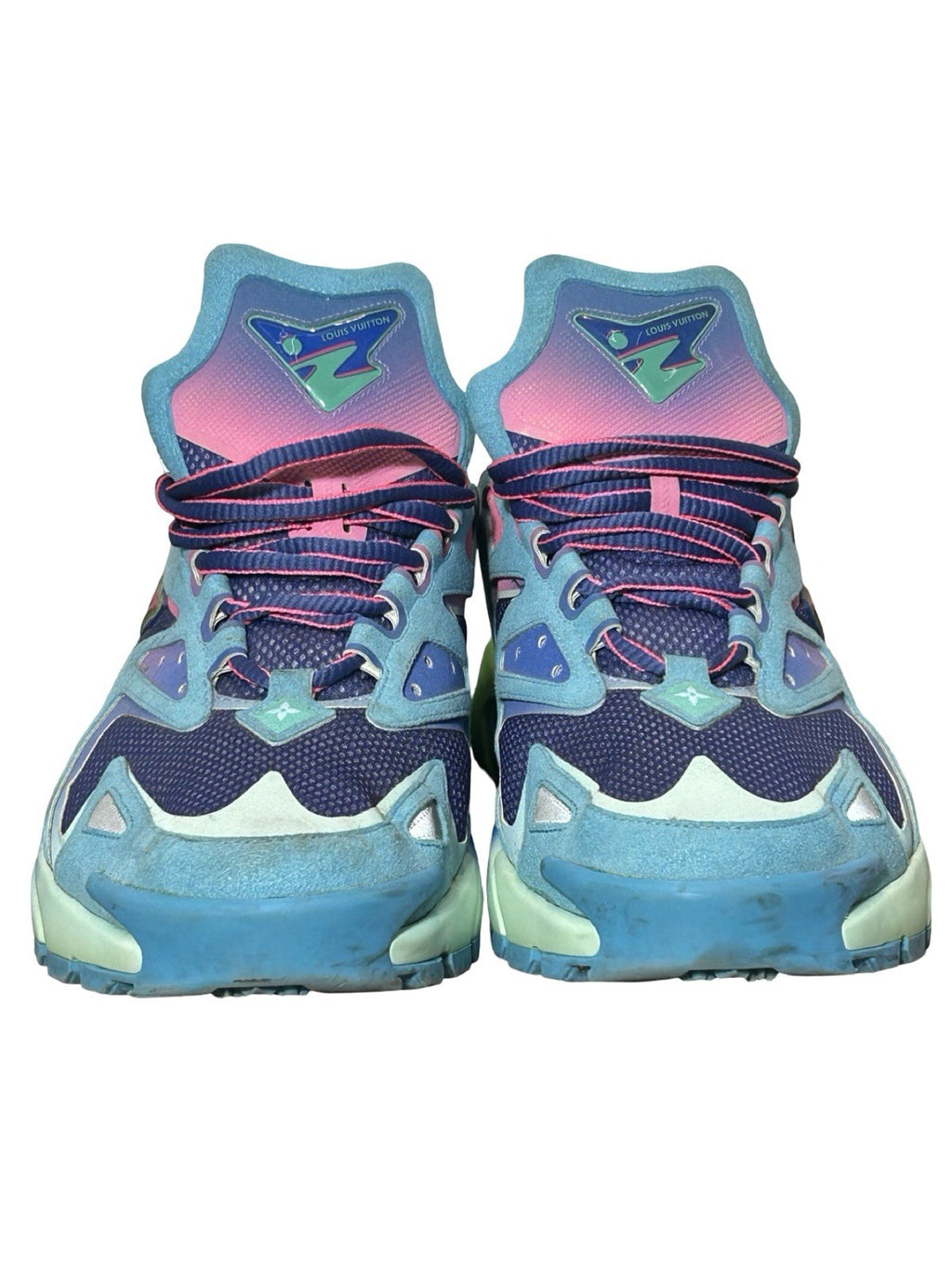 Louis Vuitton LV Runner Tatic Sneakers In Blue Pink Green Size 9.5 LV / 10.5 Us