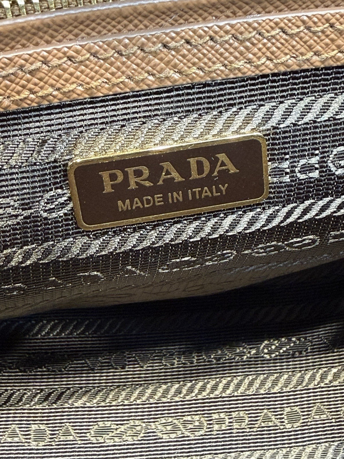 Prada Galleria Double Zip Tote Printed Fabric Mini Shoulder Bag