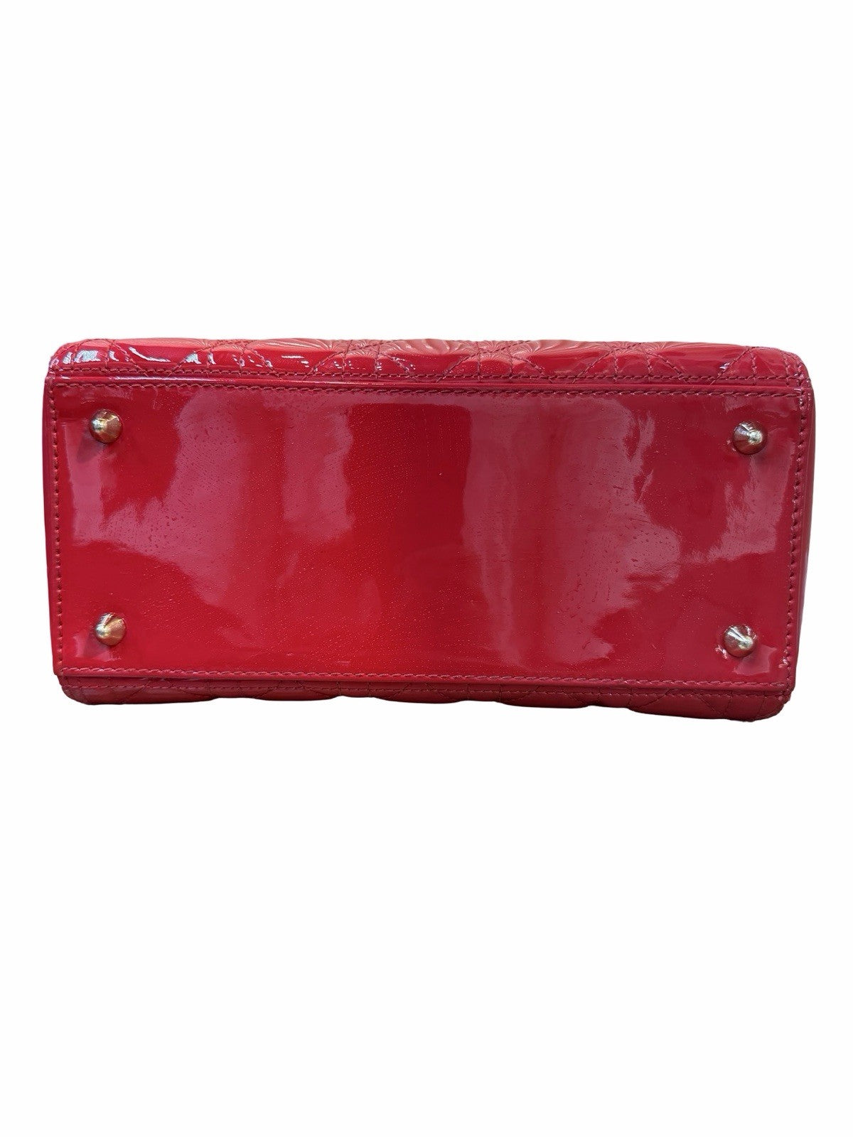 Christian Dior Red Canage Lady Dior Patent Leather Shoulder Bag