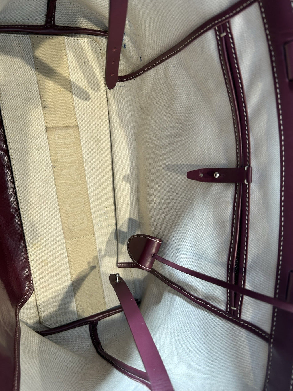 Goyard Burgundy Goyardine Coated Canvas and Leather Bellechasse PM Tote.