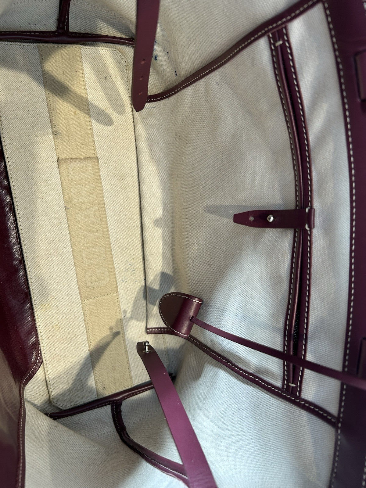 Goyard Burgundy Goyardine Coated Canvas and Leather Bellechasse PM Tote.