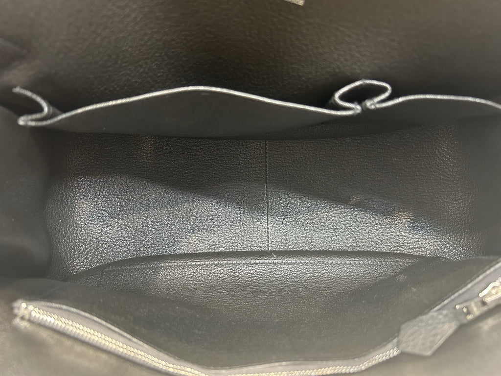 Hermes Jypsiere Black Clemence Leather Shoulder Bag 