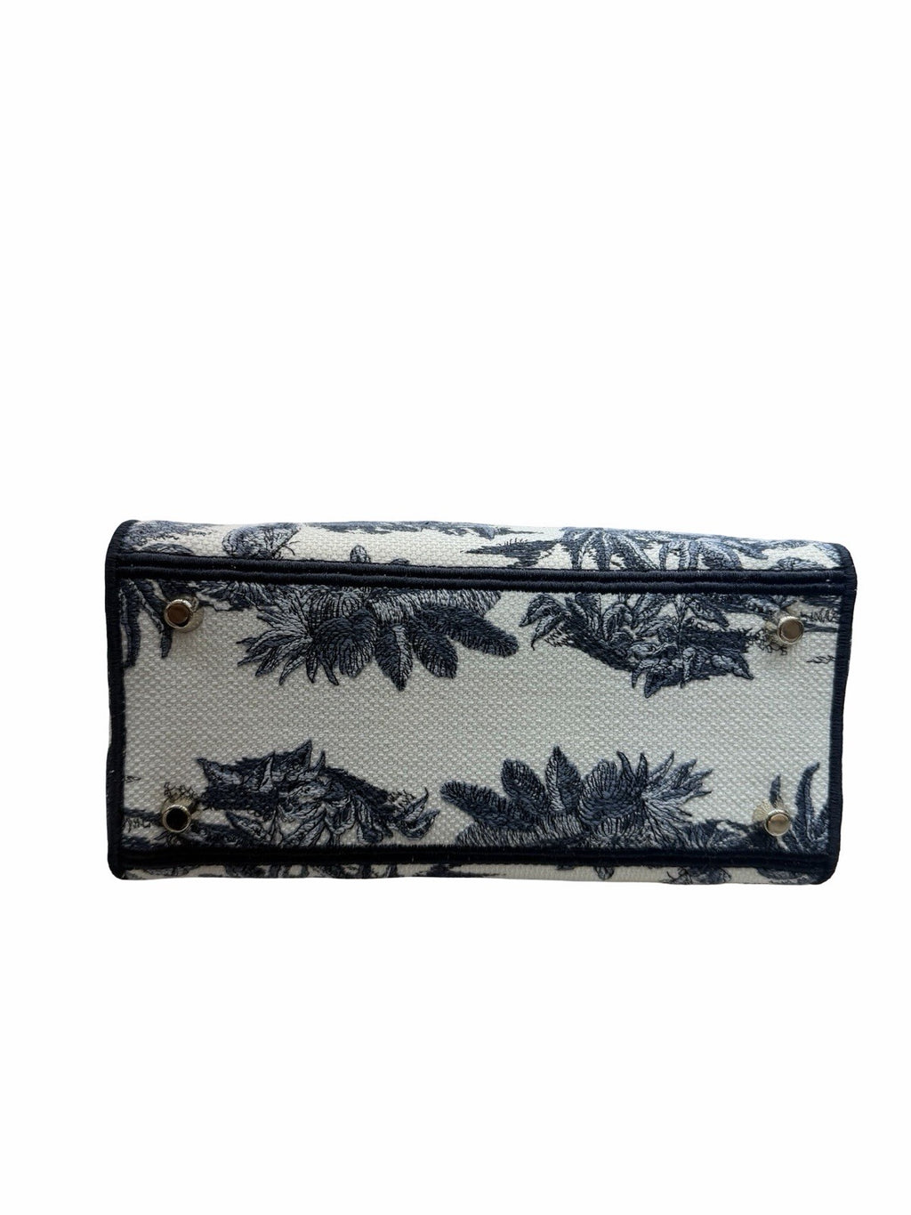 Dior Lady Dior Medium Blue/White Toile Jacquard Canvas Top Handle Bag w Strap