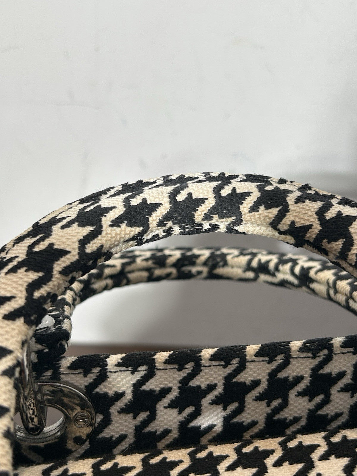 Christian Dior Lady D-Lite Bag Houndstooth Canvas Medium