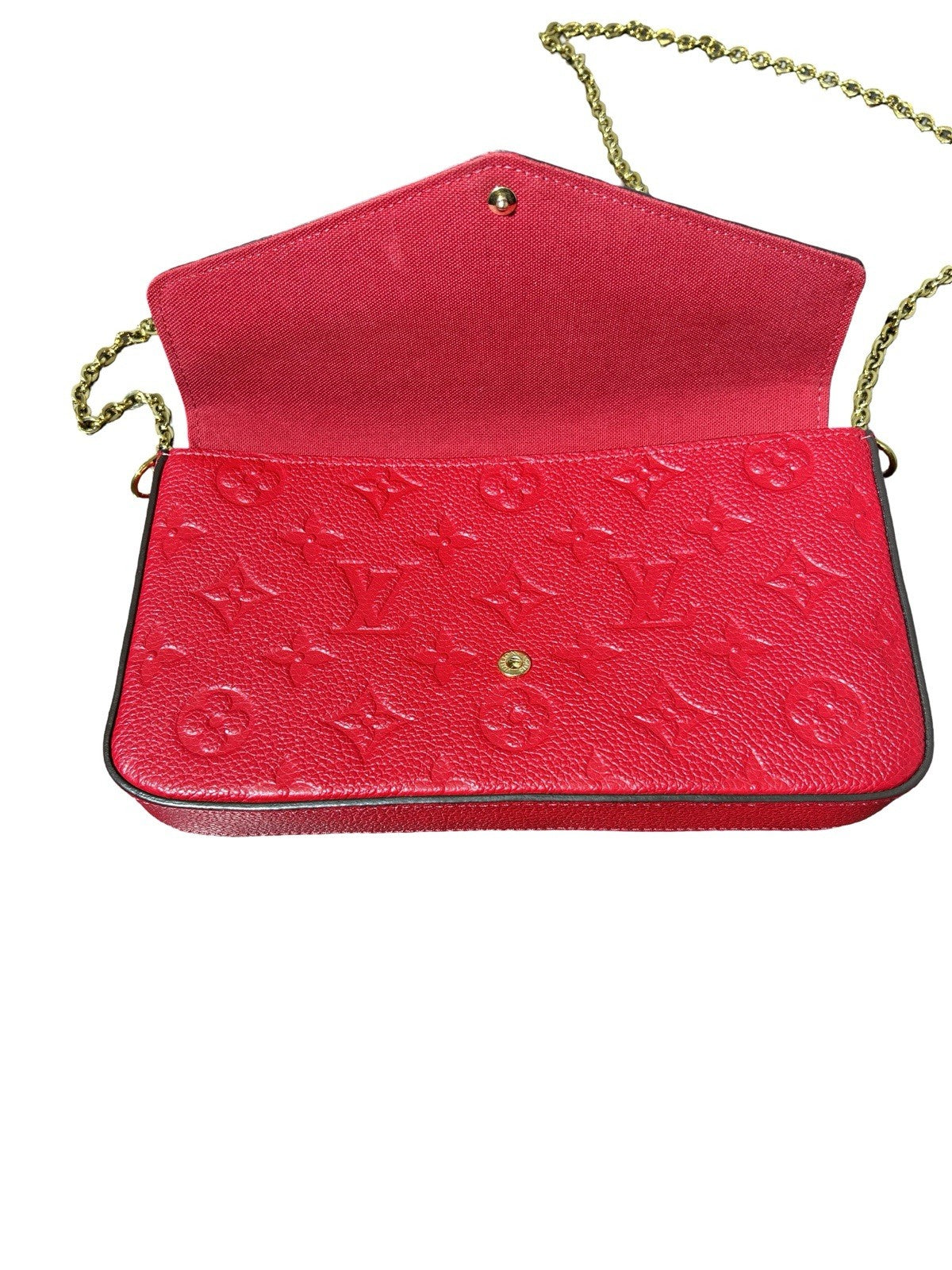 LOUIS VUITTON Empreinte Pochette Felicie Chain Wallet Scarlet