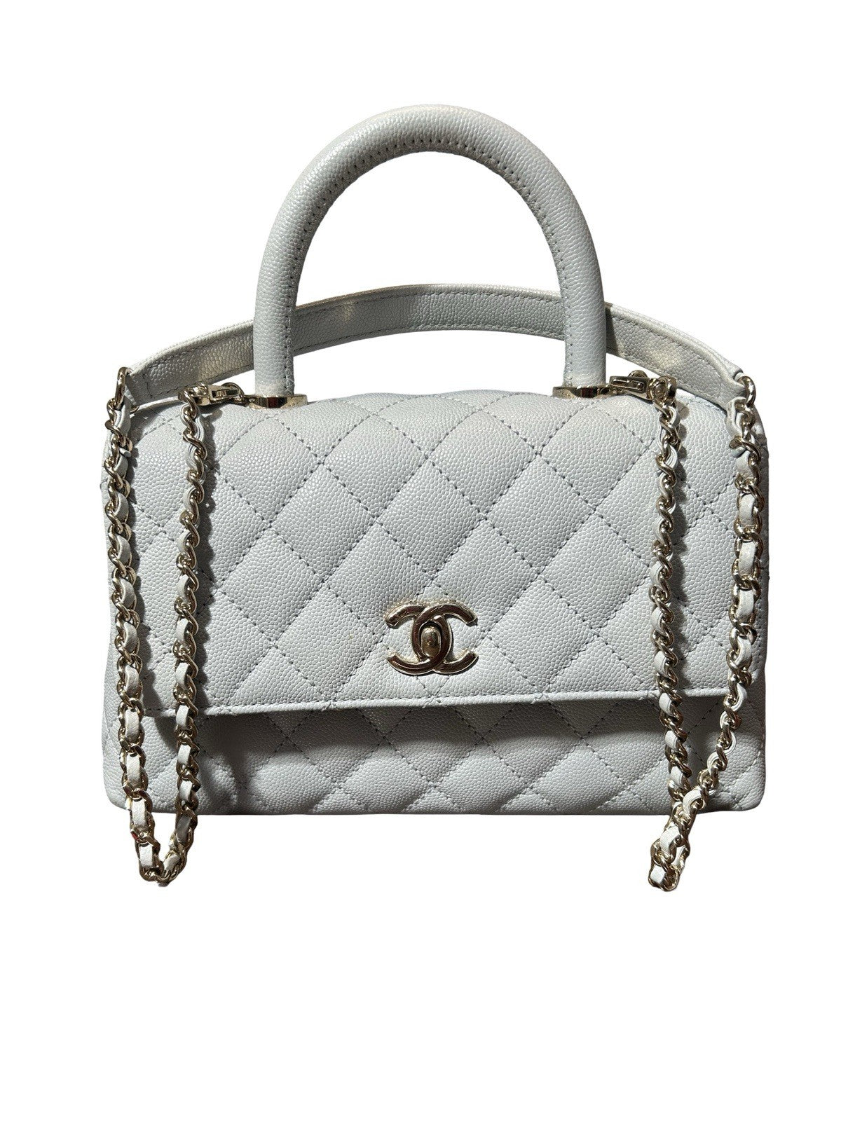Chanel Caviar Quilted Mini Coco Handle Flap Baby Blue