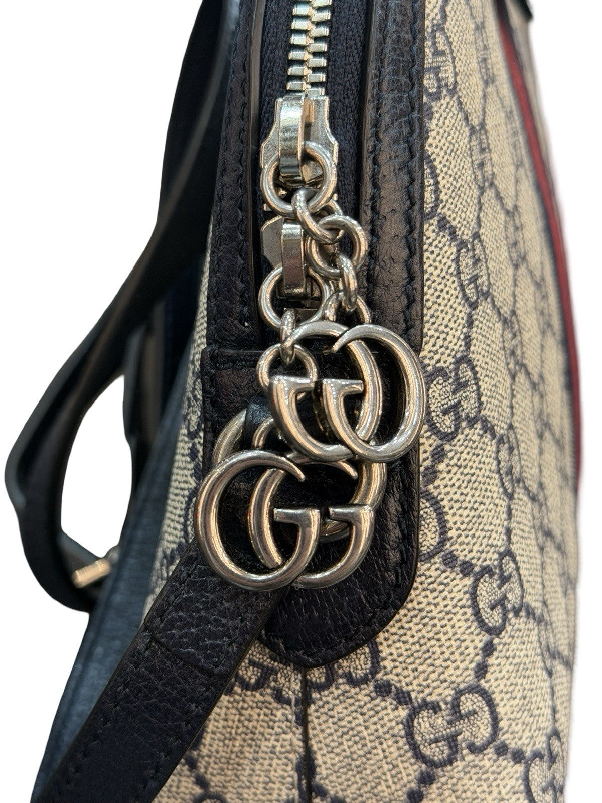 Gucci Ophidia Dome Shoulder Bag GG Coated Canvas Small Beige Blue