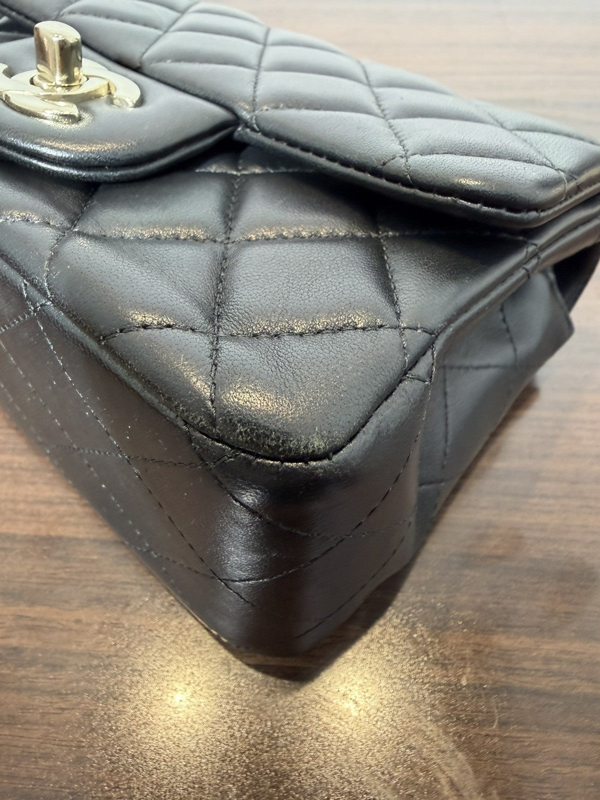 Chanel Square Classic Single Flap Bag Quilted Lambskin Mini
