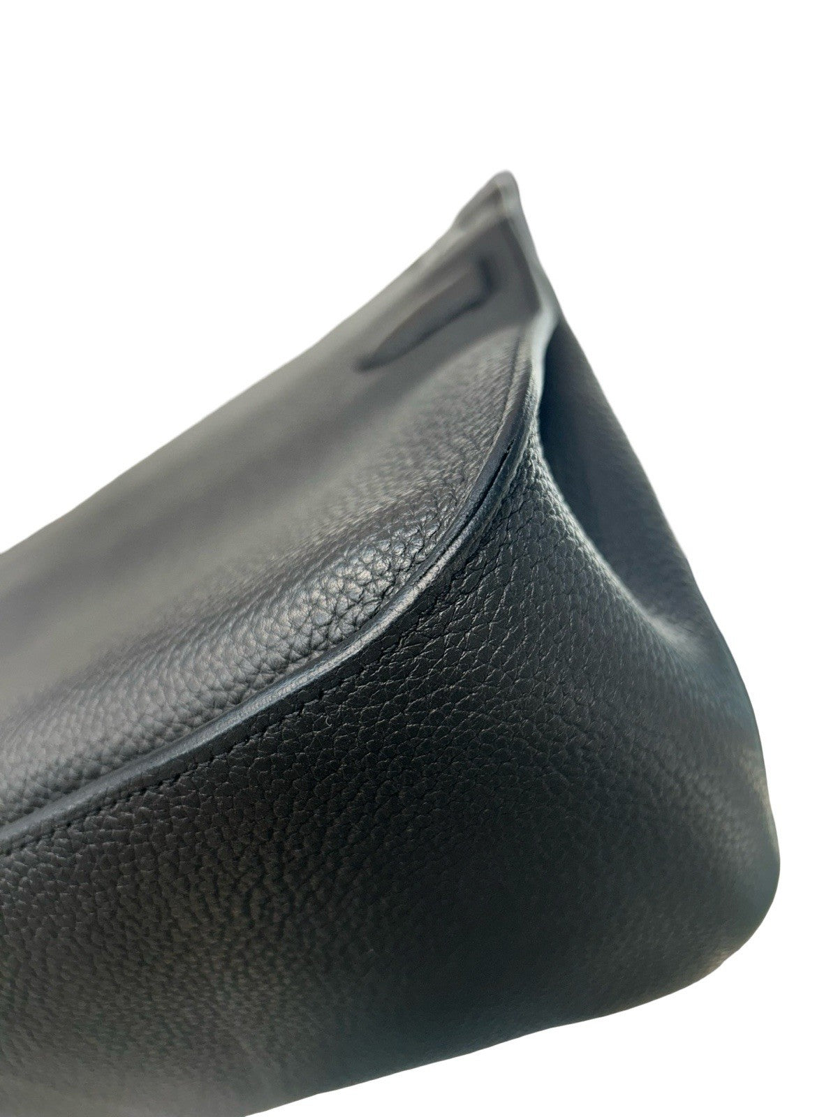 Hermes Jypsiere Black Clemence Leather Shoulder Bag 
