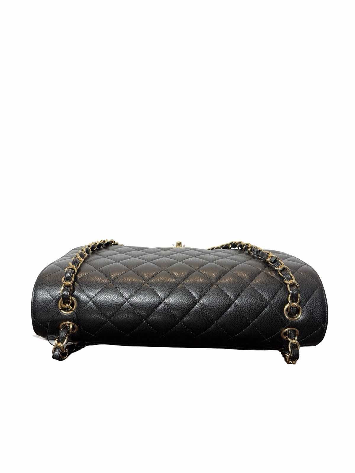 Chanel Classic Flap Bag in Black Quilted Caviar Leather With Gold-tone Maxi