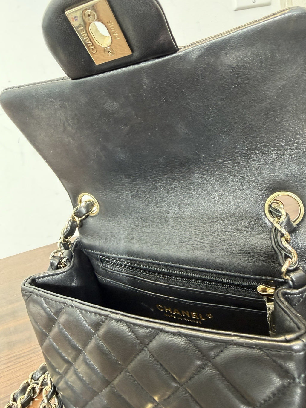 Chanel Square Classic Single Flap Bag Quilted Lambskin Mini