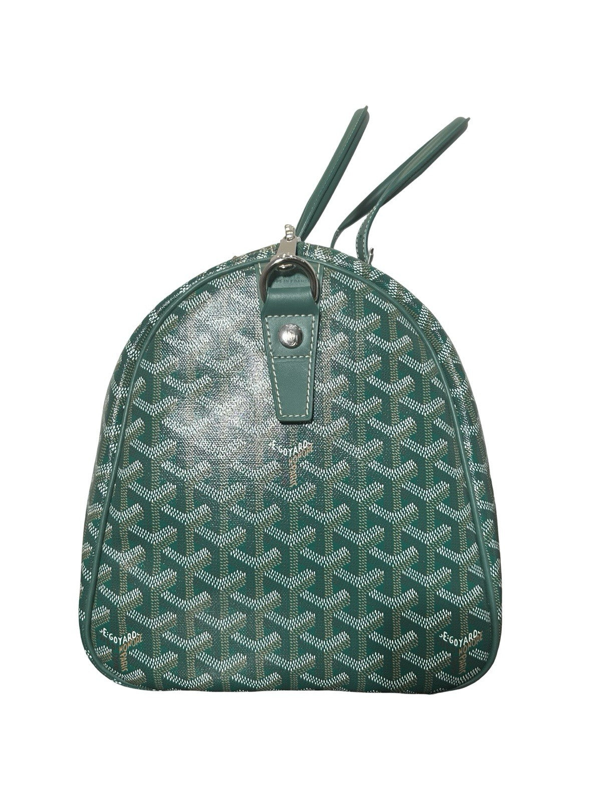 Goyard Boston 45 Green Goyardine Coated Canvas and Leather Duffel Bag AUTHENTIC