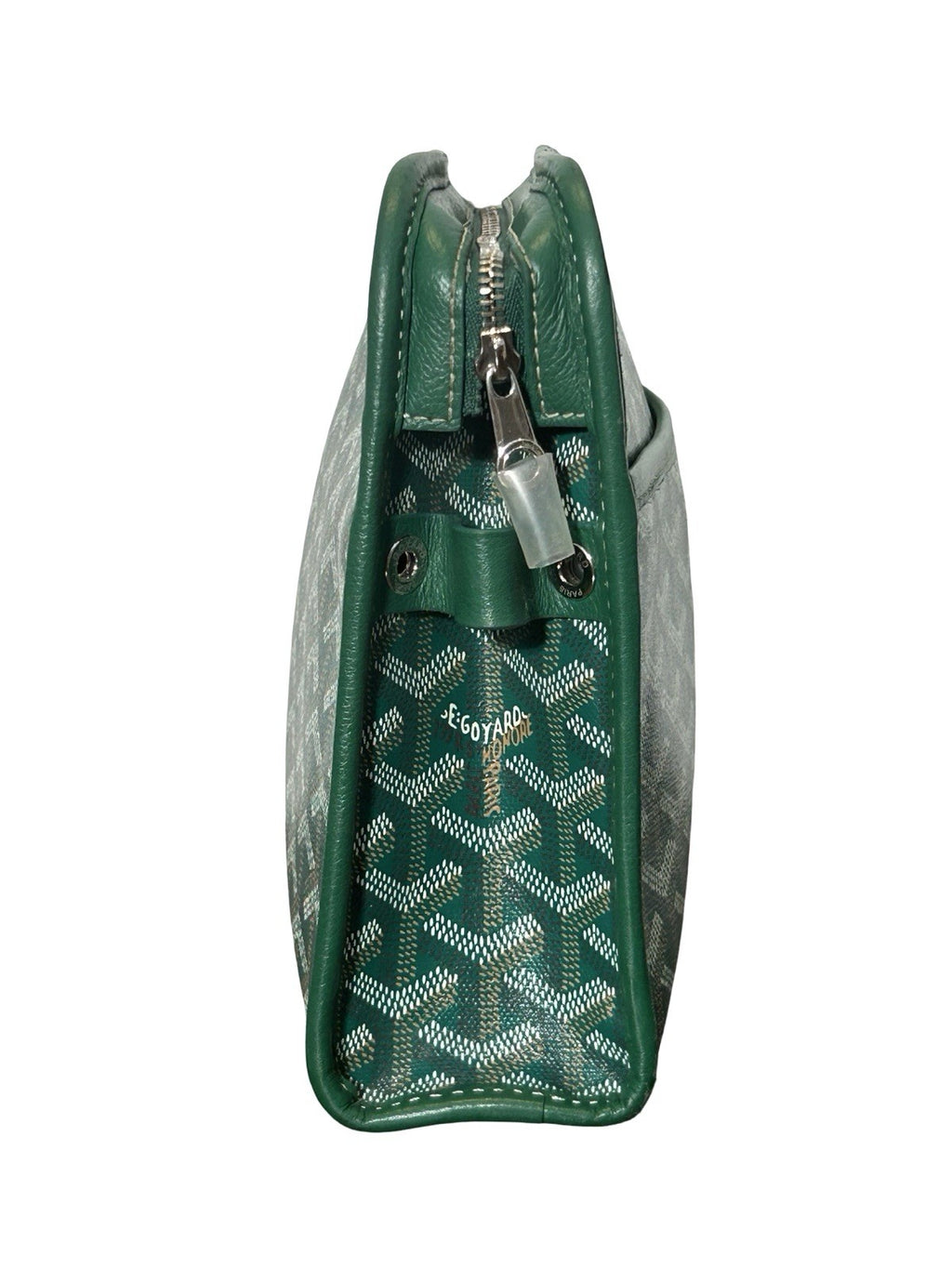 Goyard Jouvence Toiletry Pouch Green Coated Canvas MM Clutch Bag AUTHENTIC