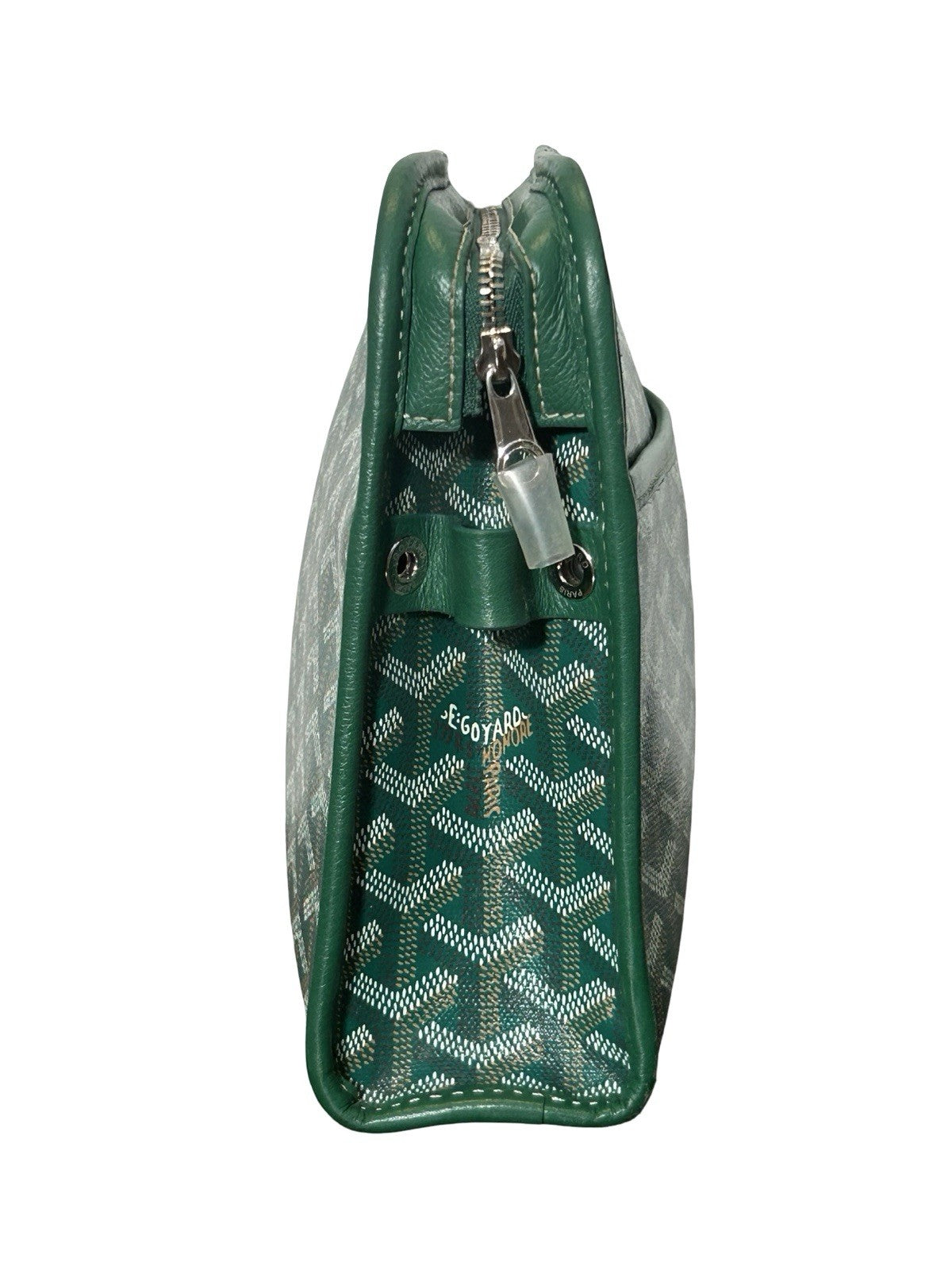 Goyard Jouvence Toiletry Pouch Green Coated Canvas MM Clutch Bag AUTHENTIC